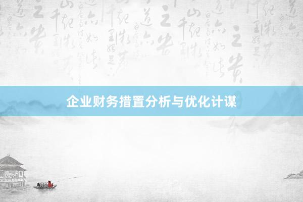 企业财务措置分析与优化计谋